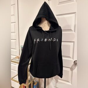 Friends hoodie sweatshirt black multi color letters size large